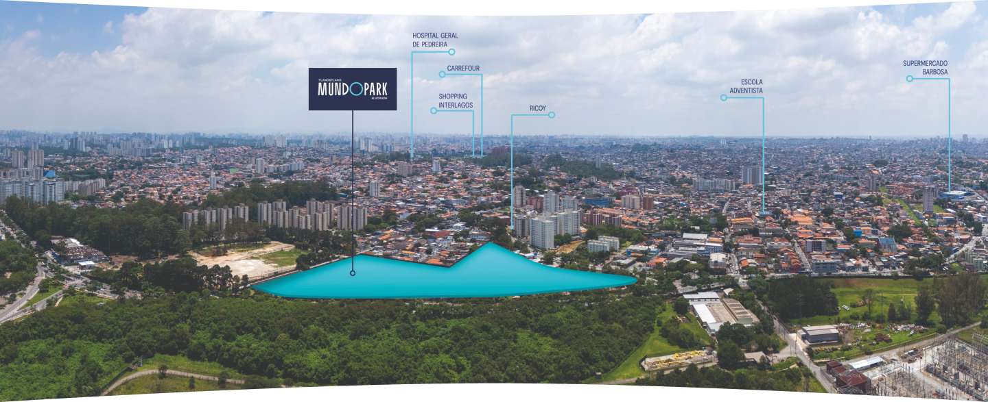 Vista aérea do bairro planejado Mundo Park